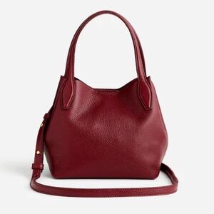 Madewell The Mini Shopper Tote / Soft Grain Pebbled Leather in Merlot color